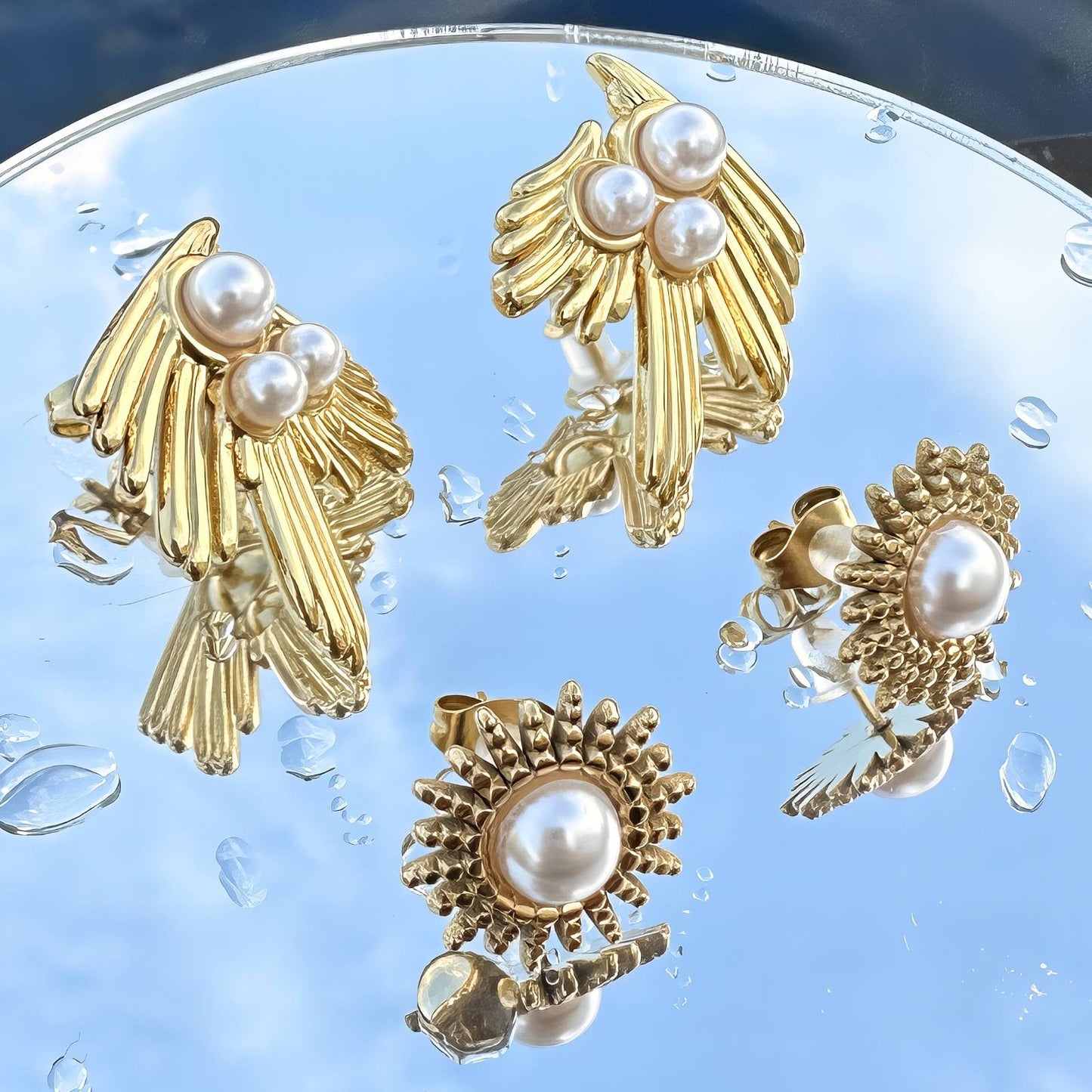 Sonnen Stecker – Ohrstecker mit Perlenimitation