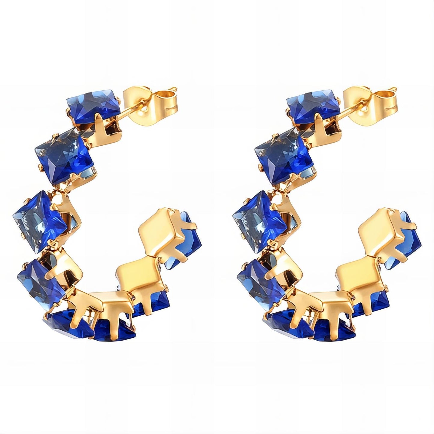 Creolen-Stecker mit blauen Zirkonia