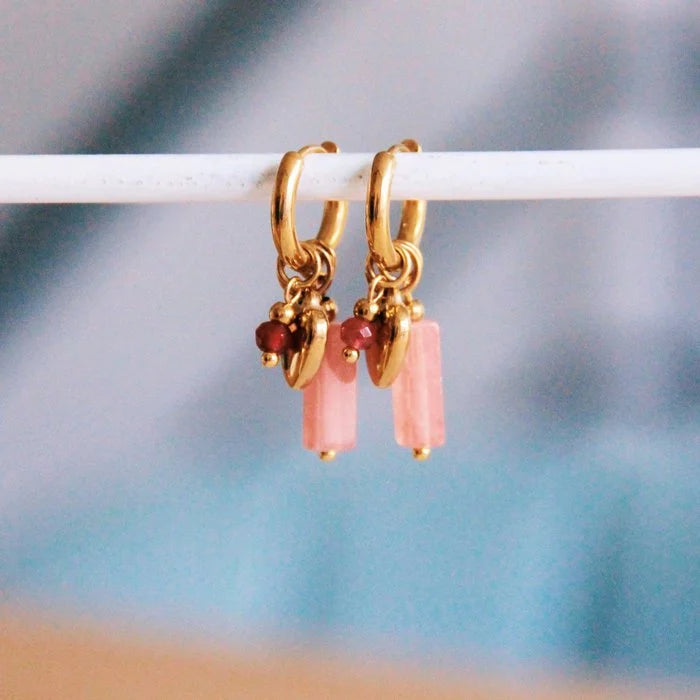 Creolen mit Anhängern - rosa