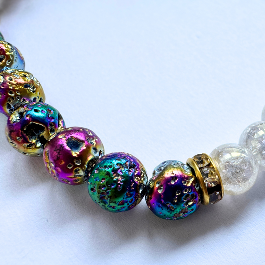 Lavastein Aroma Armband - chrom / farbig / Kristall