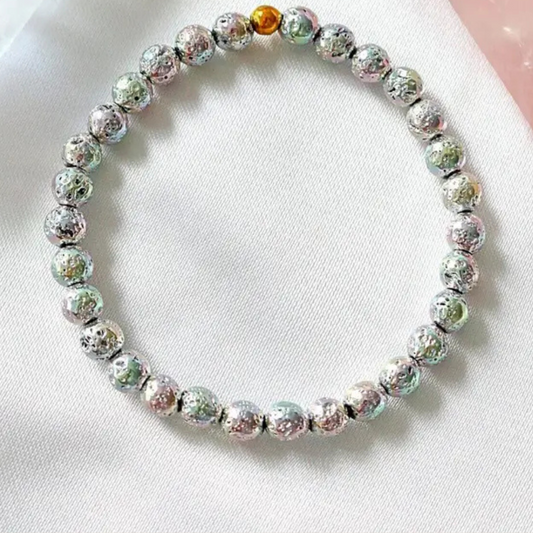 Anti-Stress Lavastein Aroma Armband - Chrom