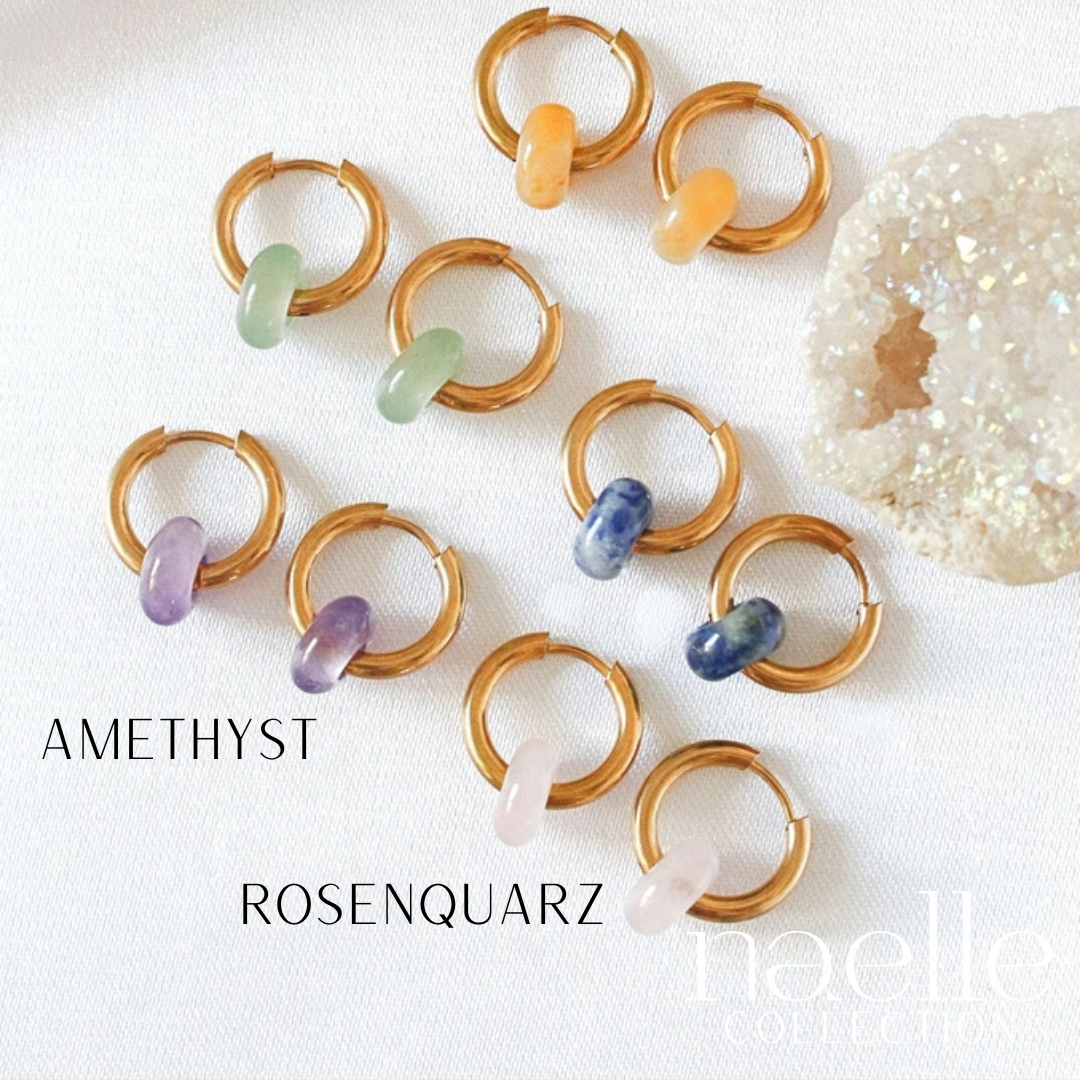 Hoop mit abnehmbarem natürlichen Kristall | Amethyst