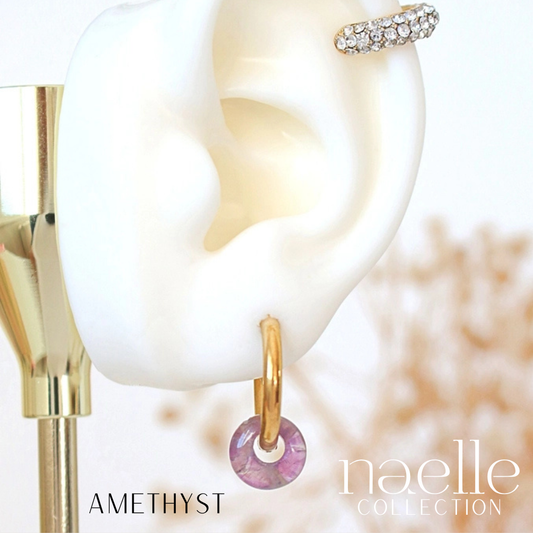 Hoop mit abnehmbarem natürlichen Kristall | Amethyst