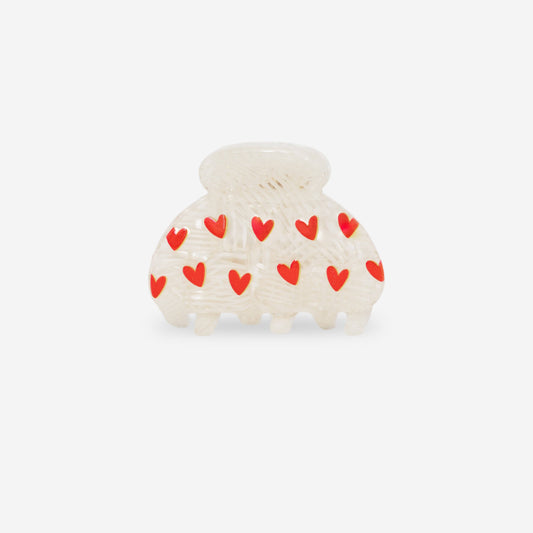 Haarklammer - White & Hearts (S)