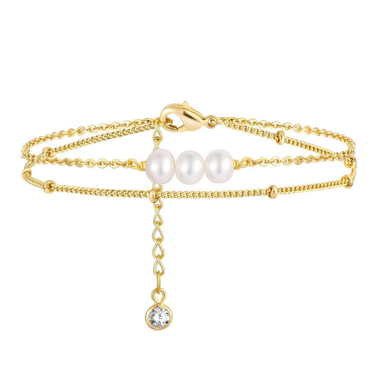 Feines Armband mit 3 Perlenimitaten