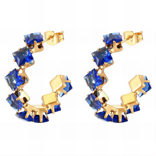 Creolen-Stecker mit blauen Zirkonia